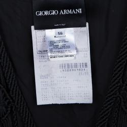 Pre Owned Giorgio Armani Black Knotted Yarn Surface Detail Zip Front Jacket S