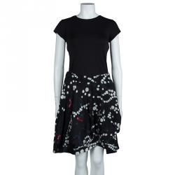 Pre Owned Giorgio Armani Black Embroidered Asymmetric Layered Skirt M