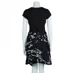 Pre Owned Giorgio Armani Black Embroidered Asymmetric Layered Skirt M