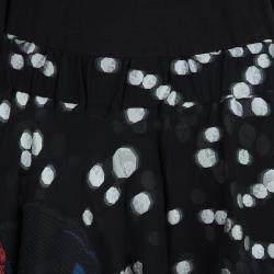 Pre Owned Giorgio Armani Black Embroidered Asymmetric Layered Skirt M