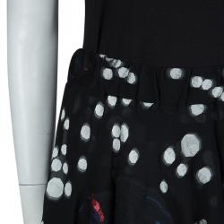 Pre Owned Giorgio Armani Black Embroidered Asymmetric Layered Skirt M