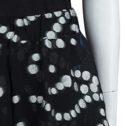 Pre Owned Giorgio Armani Black Embroidered Asymmetric Layered Skirt M