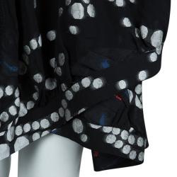 Pre Owned Giorgio Armani Black Embroidered Asymmetric Layered Skirt M