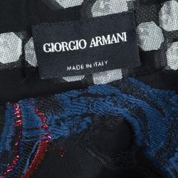 Pre Owned Giorgio Armani Black Embroidered Asymmetric Layered Skirt M