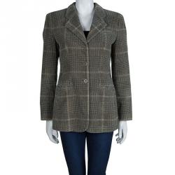 Pre Owned Giorgio Armani Multicolor Plaid Wool Blazer M