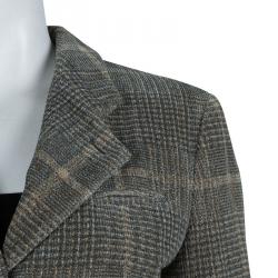 Pre Owned Giorgio Armani Multicolor Plaid Wool Blazer M