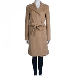 Pre Owned Giorgio Armani Beige Belted Coat XL