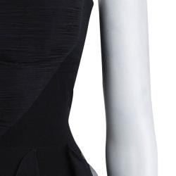 Pre Owned Giorgio Armani Black Silk Ruffle Detail Strapless Maxi Dress M