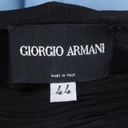 Pre Owned Giorgio Armani Black Silk Ruffle Detail Strapless Maxi Dress M