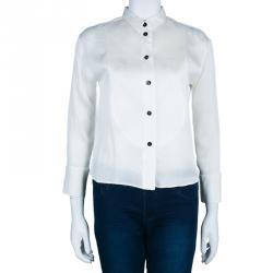 Pre Owned Giorgio Armani White Silk Shirt M