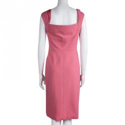 Pre Owned Giorgio Armani Pink Knit Collared Sleeveless Dress M