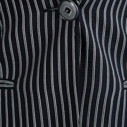 Pre Owned Giorgio Armani Navy Blue Cotton Striped Blazer S
