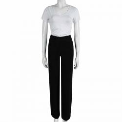 Pre Owned Giorgio Armani Black High Waist Wide Leg Trousers L