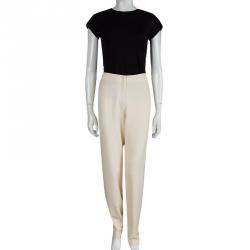 Giorgio Armani Cream Wool High Waist Trousers L