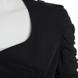 Pre Owned Giorgio Armani Black Ruched Sleeve Zip Detail Blazer S