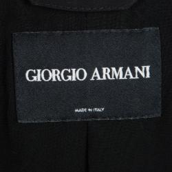Pre Owned Giorgio Armani Black Ruched Sleeve Zip Detail Blazer S