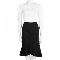 Pre Owned Giorgio Armani Black Silk Faux Overlap  Skirt M