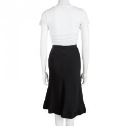Pre Owned Giorgio Armani Black Silk Faux Overlap  Skirt M