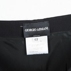 Pre Owned Giorgio Armani Black Silk Faux Overlap  Skirt M