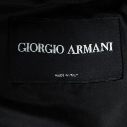 Pre Owned Giorgio Armani Navy Blue Multicolor Zip Detail Jacket S