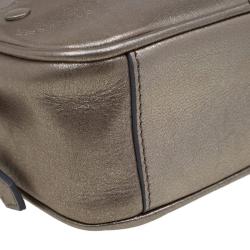 Pre Owned Giorgio Armani Metallic Gold Leather Weekend Crossbody Bag