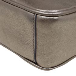Pre Owned Giorgio Armani Metallic Gold Leather Weekend Crossbody Bag