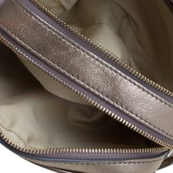 Pre Owned Giorgio Armani Metallic Gold Leather Weekend Crossbody Bag