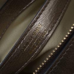 Pre Owned Giorgio Armani Metallic Gold Leather Weekend Crossbody Bag