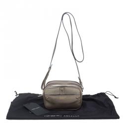 Pre Owned Giorgio Armani Metallic Gold Leather Weekend Crossbody Bag