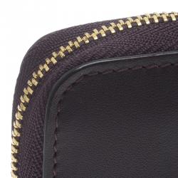 Pre Owned Giorgio Armani Purple Leather Zip Around Compact Wallet