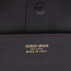Pre Owned Giorgio Armani Purple Leather Zip Around Compact Wallet