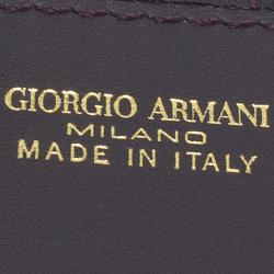 Pre Owned Giorgio Armani Purple Leather Zip Around Compact Wallet