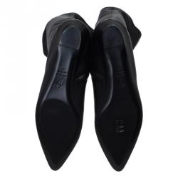 Pre Owned Giuseppe Zanotti Black Leather Pointed Wedge Over the Knee Boots Size 40