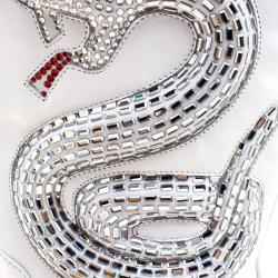 Pre Owned Giuseppe Zanotti White Snake Embellished Leather Guns 55 Cowboy Boots Size 38.5