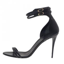 Pre Owned Giuseppe Zanotti Black Leather Ankle Strap Sandals Size 40