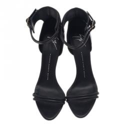 Pre Owned Giuseppe Zanotti Black Leather Ankle Strap Sandals Size 40