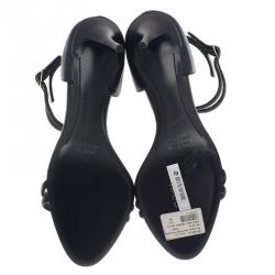 Pre Owned Giuseppe Zanotti Black Leather Ankle Strap Sandals Size 40