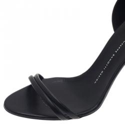 Pre Owned Giuseppe Zanotti Black Leather Ankle Strap Sandals Size 40