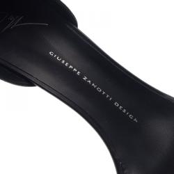 Pre Owned Giuseppe Zanotti Black Leather Ankle Strap Sandals Size 40
