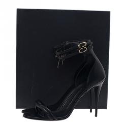 Pre Owned Giuseppe Zanotti Black Leather Ankle Strap Sandals Size 40