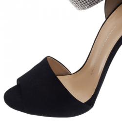 Pre Owned Giuseppe Zanotti Black Crystal Embellished Suede Ankle Strap Sandals Size 41