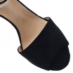 Pre Owned Giuseppe Zanotti Black Crystal Embellished Suede Ankle Strap Sandals Size 41
