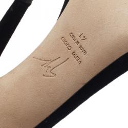 Pre Owned Giuseppe Zanotti Black Crystal Embellished Suede Ankle Strap Sandals Size 41