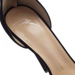 Pre Owned Giuseppe Zanotti Black Crystal Embellished Suede Ankle Strap Sandals Size 41