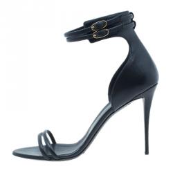 Pre Owned Giuseppe Zanotti Black Leather Ankle Strap Sandals Size 41