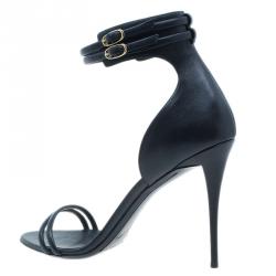 Pre Owned Giuseppe Zanotti Black Leather Ankle Strap Sandals Size 41