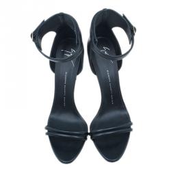 Pre Owned Giuseppe Zanotti Black Leather Ankle Strap Sandals Size 41