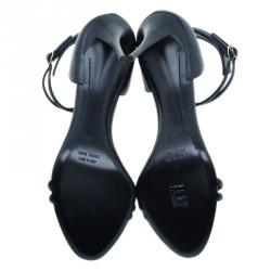 Pre Owned Giuseppe Zanotti Black Leather Ankle Strap Sandals Size 41