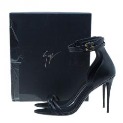 Pre Owned Giuseppe Zanotti Black Leather Ankle Strap Sandals Size 41