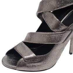 Pre Owned صندل جوسيبي زانوتي جلد فضي ميتاليك سيور مقاس 39